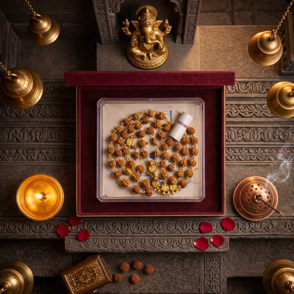 Siddh Rudraksha Mala with Gold Caps