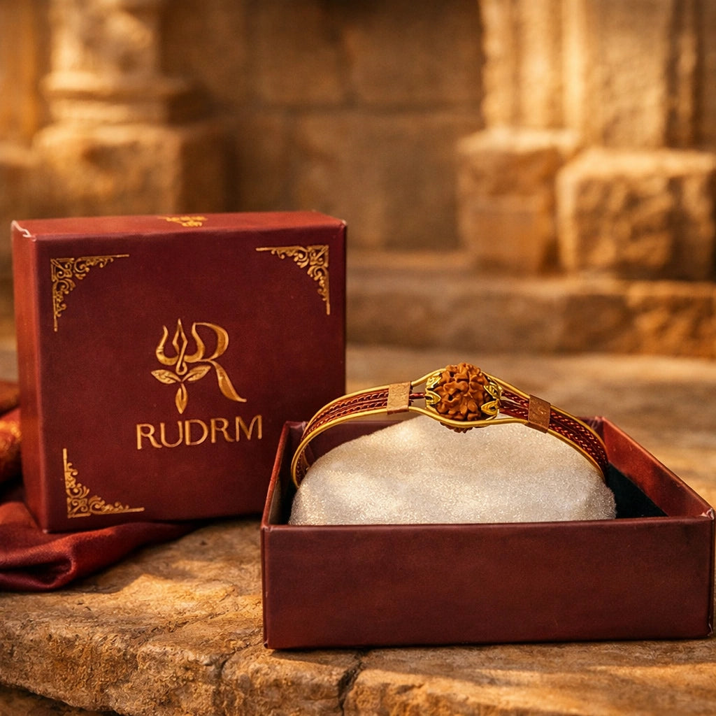 Gold Finish Rudraksha Chain Bracelet