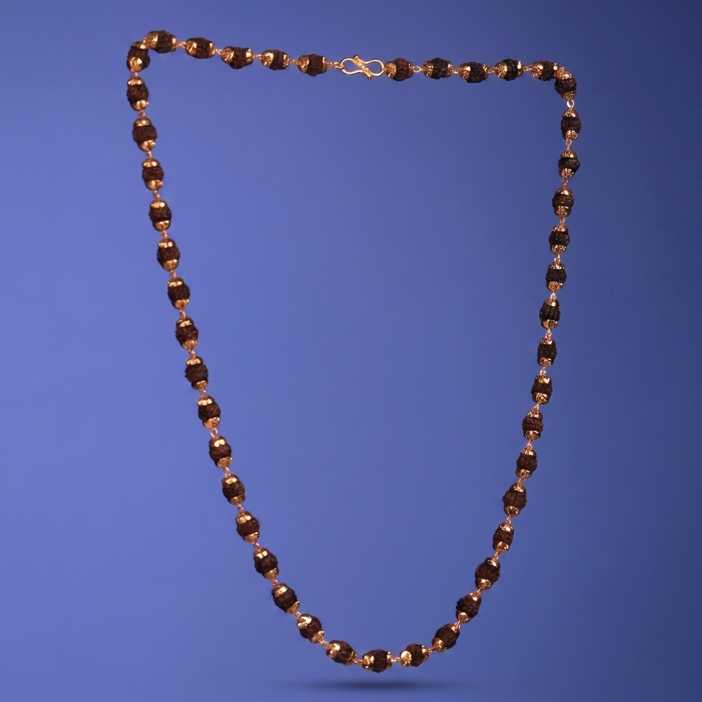 Siddh Rudraksha Mala with Gold Caps