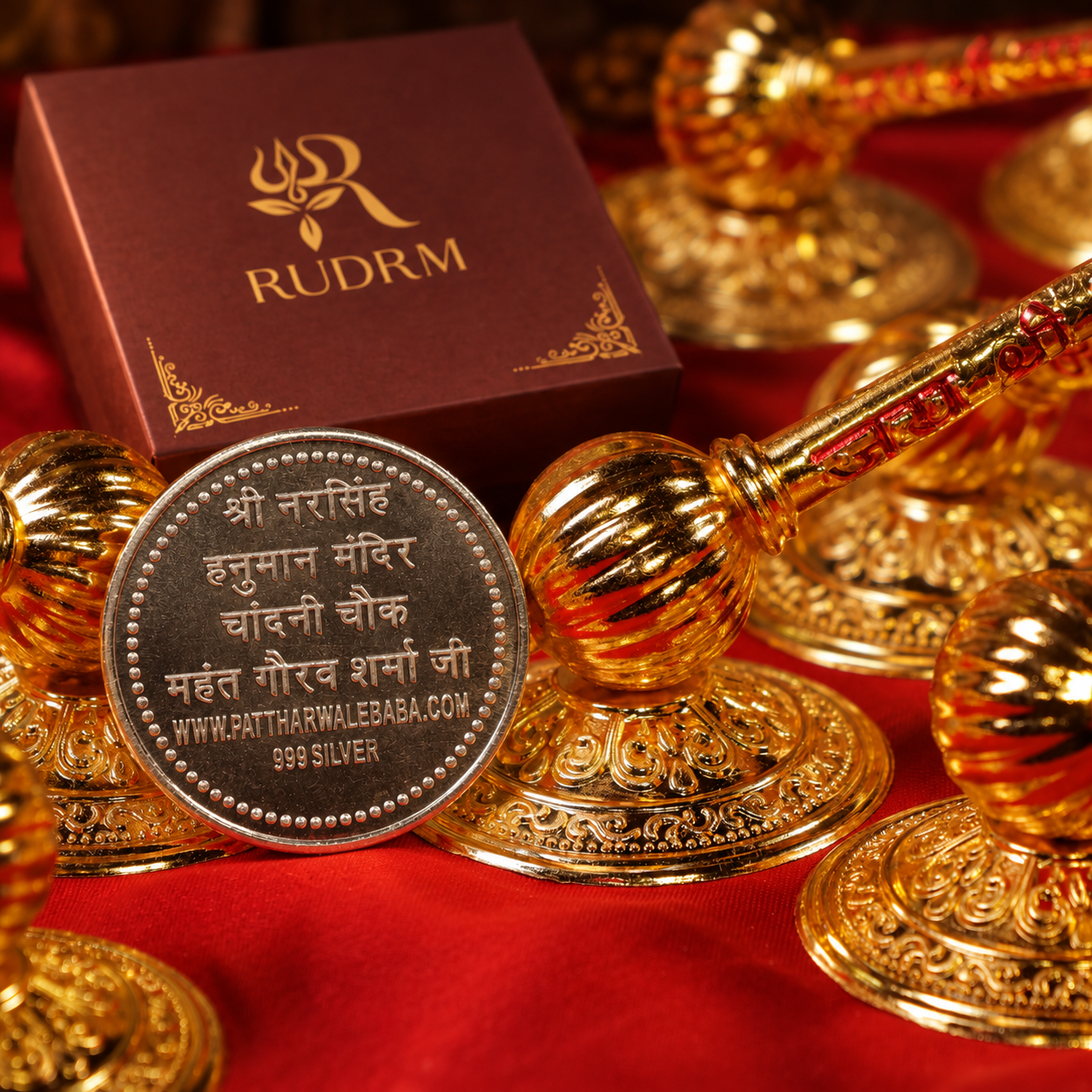 Siddh Abhimantrit Hanuman Gada + Silver Coin